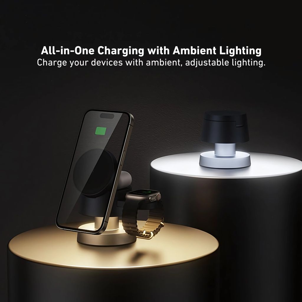 3 in 1 Magnetic Charger with Ambient Light for Apple