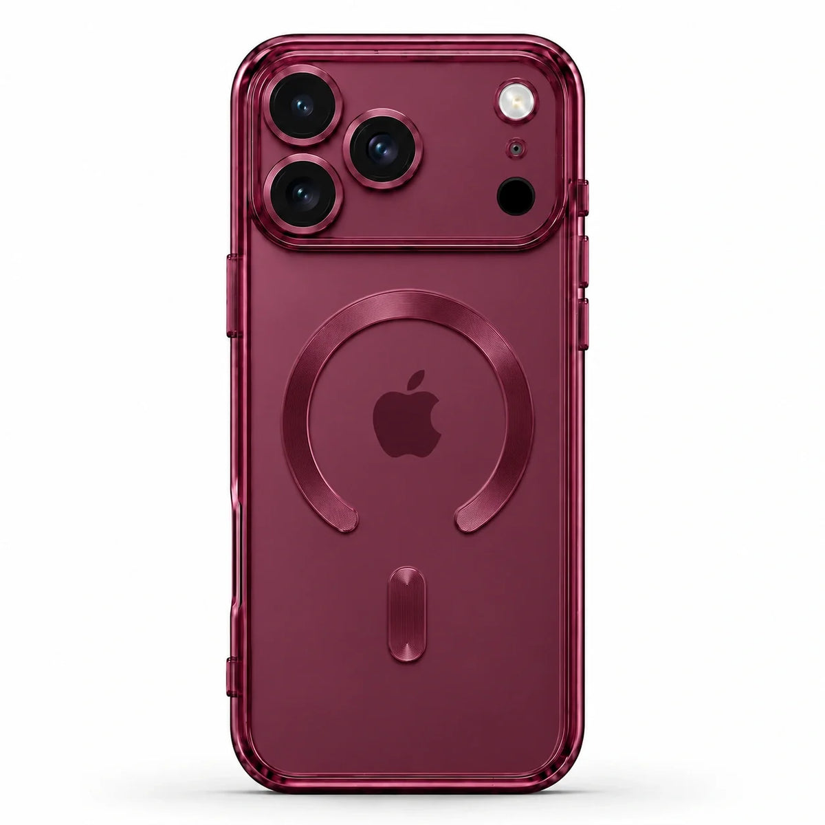 Burgundy clear magnetic phone case viewed from the rear #color_Burgundy