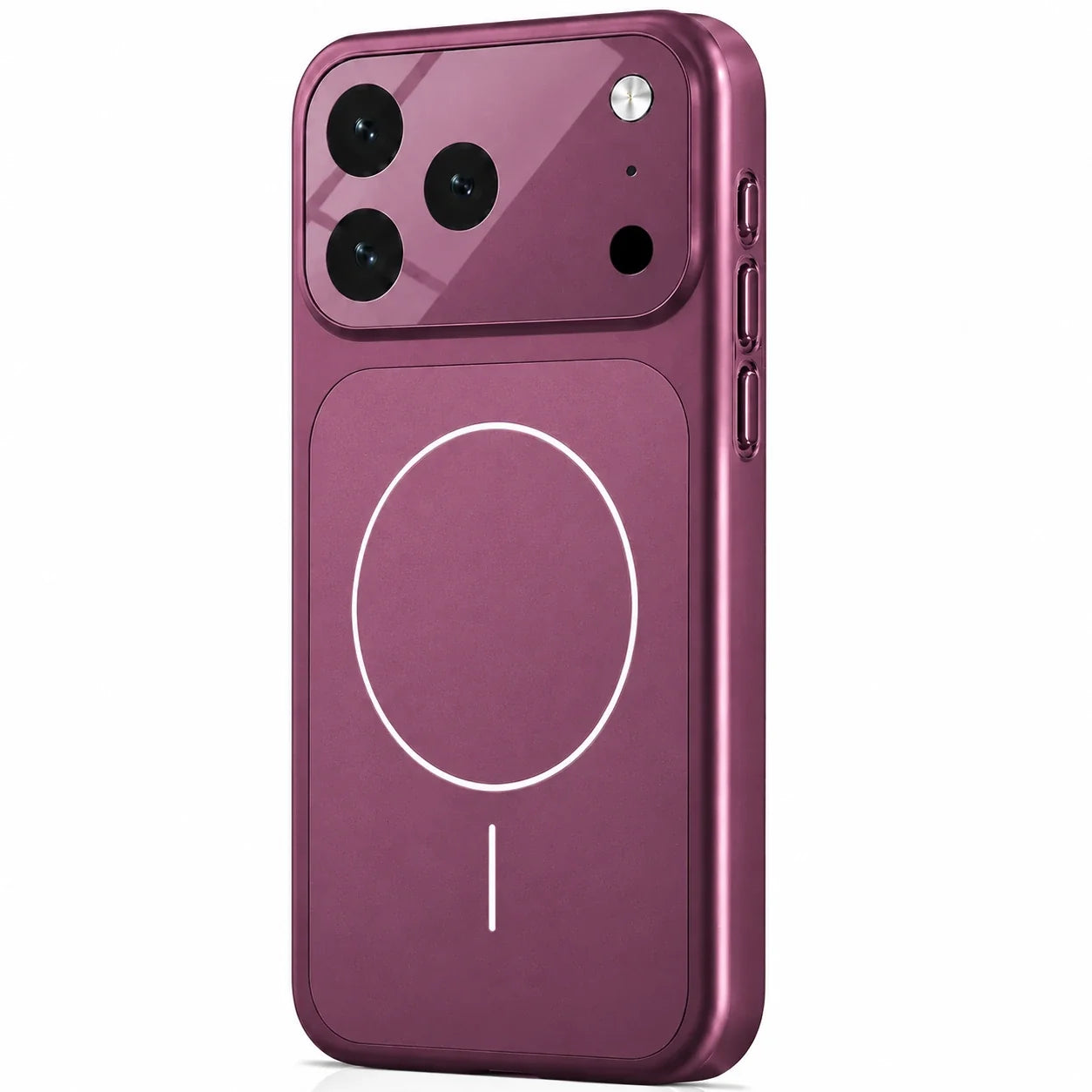 Burgundy magnetic phone case with a matte back and raised camera cover on a white background #color_Burgundy