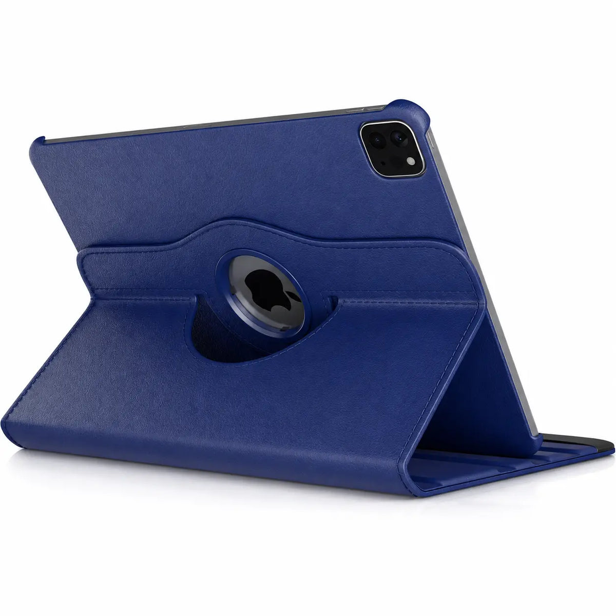 Deep Blue rotating tablet folio case supporting a tablet in landscape orientation #color_Deep Blue