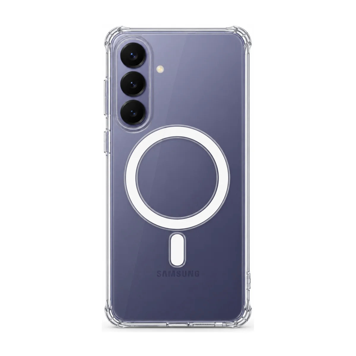 Clear magnetic phone case fitted to a handset, showing the rear cameras. #Samsung Model_Samsung S26+