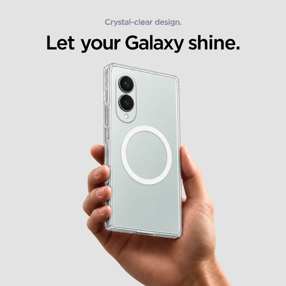 MagCase Clear for Samsung Z Fold 8 held in hand, crystal-clear design #Samsung Model_Samsung Z Fold 8