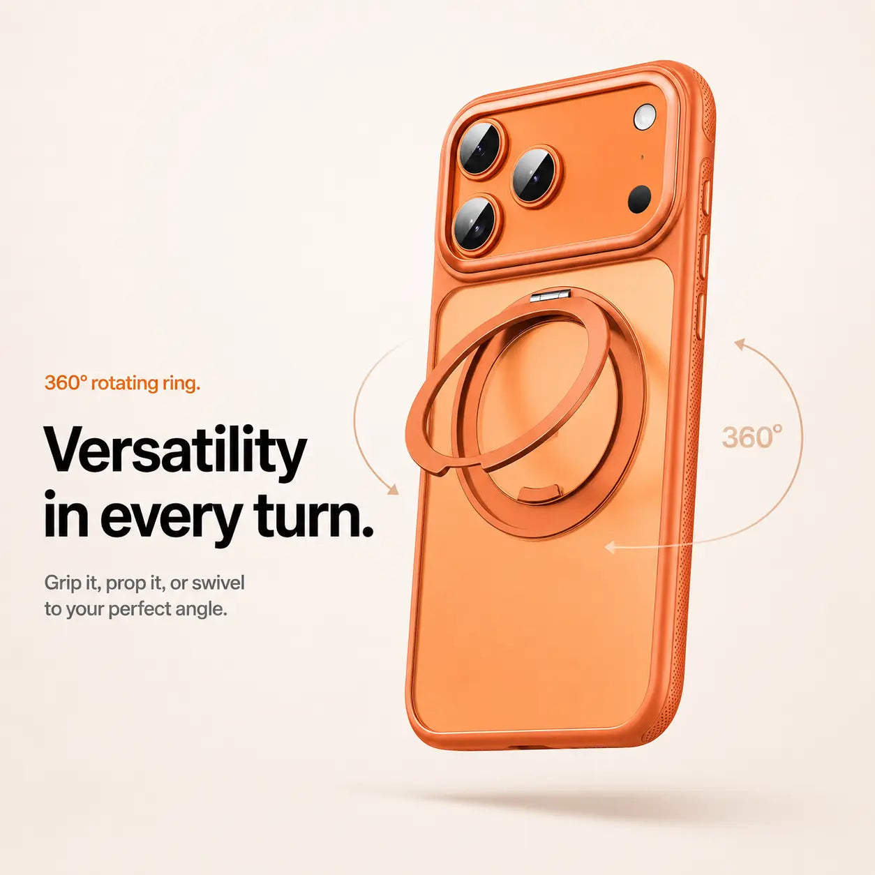 iPhone case with magnetic ring and rotating stand
