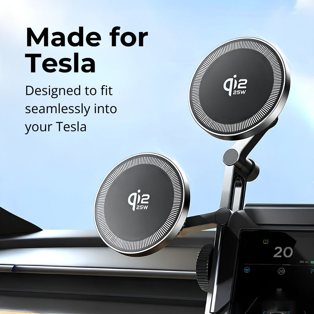 Tesla MagSafe Qi2 25W Charger and Holder for iPhone 18 Pro Max
